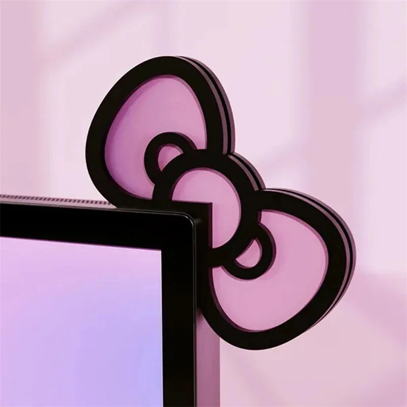 Gaming Accessories For Gaming Setup - Kawaii Pink Acrylic Bow Monitor Decor