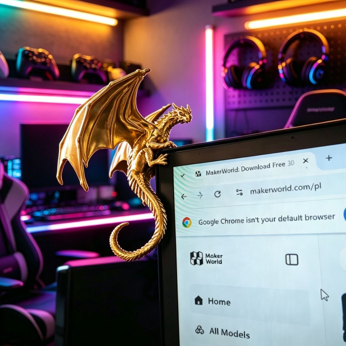 Gaming Accessories For Gaming Setup - Cool Dragon Lying Figure Monitor Decor