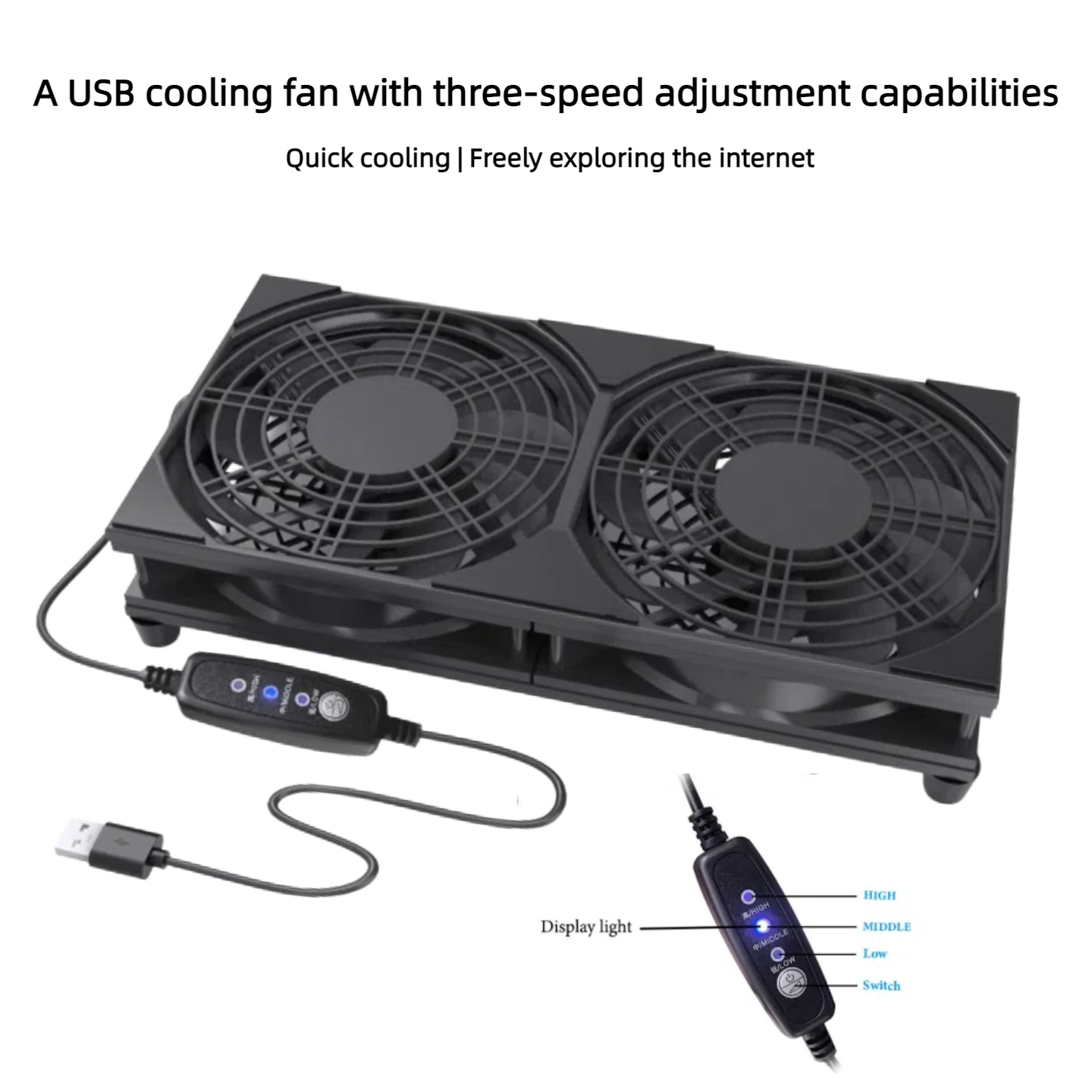 Dual USB Cooling Fan with 3-Sp - đánh giá và giá Gaming Accessories Rgb